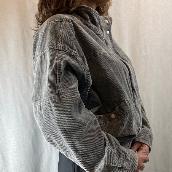 Grey Corduroy Bomber Jacket - Picture 6 of 10